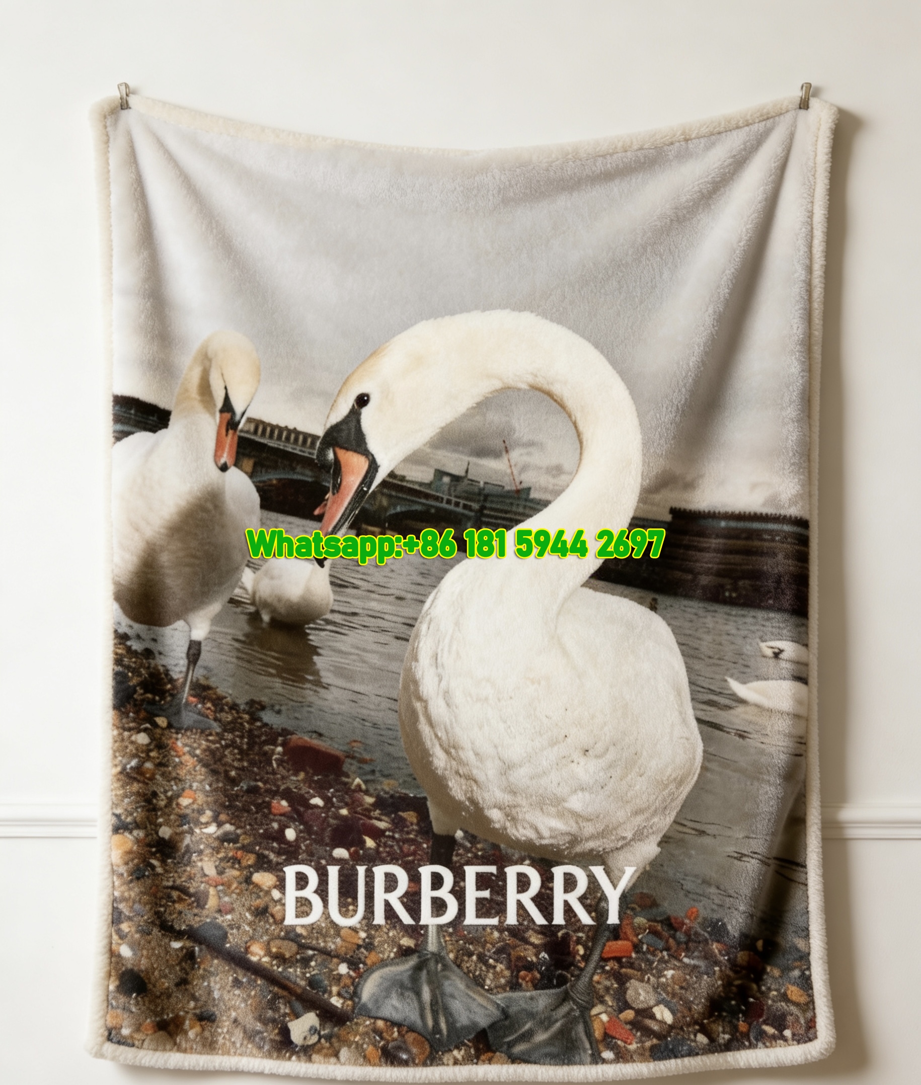 Burberry Swan London River Flannel Sofa Throw Blanket B043